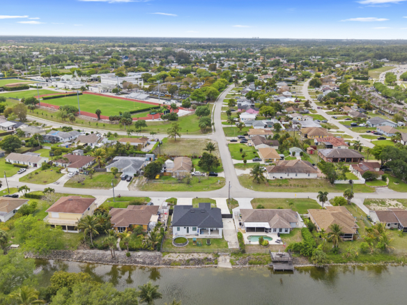 Sweeping aerial view over Golden Gate Estates and Naples, Florida neighborhoods